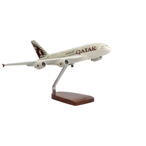 Airbus A380 Qatar Airways Large Mahogany Model