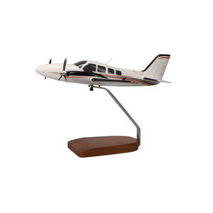 Beechcraft Baron G58 (Red/Black) Large Mahogany Model