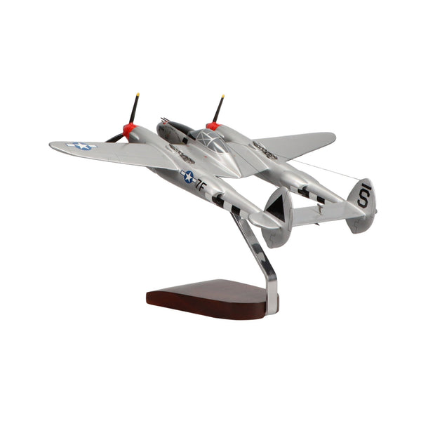 Lockheed P-38 Lightning® (Silver) Limited Edition Large Mahogany Model - PilotMall.com